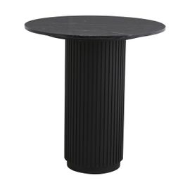 Table À Manger Haute Ronde En Bois De Manguier Et Marbre Noir 70x75cm Erie - Nordal