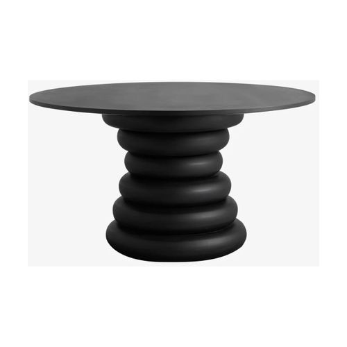 Table À Manger Ronde En Bois Noir 140x77cm Yalu - Nordal