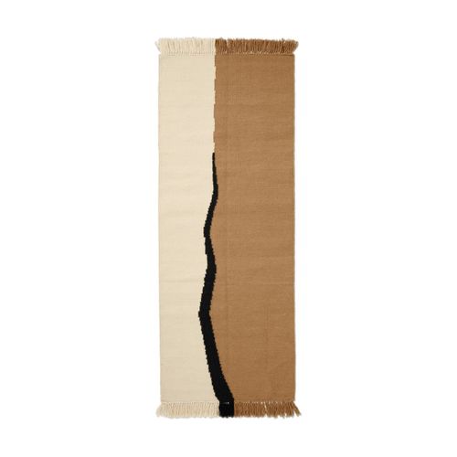 Tapis En Laine Sable Foncé Et Blanc Cassé 70x180cm Soil Kelim - Ferm Living