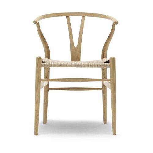 Chaise En Chêne Laqué Et Assise Tissée Naturelle 76cm Ch24 - Carl Hansen & Søn