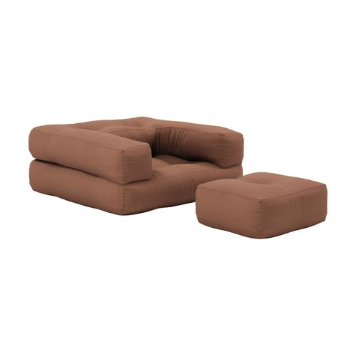Pouf Fauteuil En Coton Clay Brown 60x68x24cm Mini Cube - Karup Design