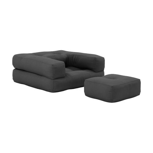 Pouf Fauteuil En Coton Dark Grey 60x68x24cm Mini Cube - Karup Design