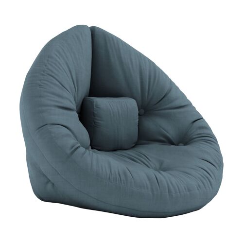 Pouf fauteuil en coton petrol blue 75x80x60cm Mini Nido - Karup Design
