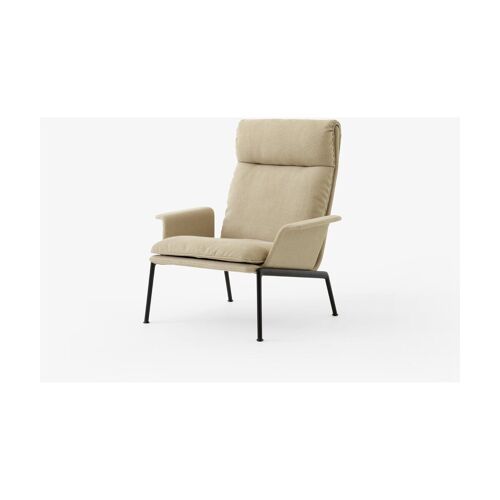 Fauteuil à dossier haut avec accoudoirs en tissu beige et aluminium noir Muno LN17 -