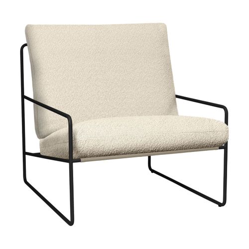 Fauteuil D'extérieur En Acier Noir Et Tissu Beige 85x79cm Desert 1 - Ferm Living