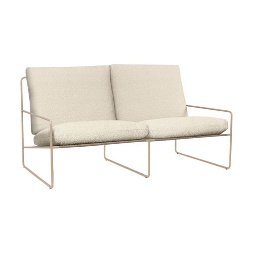 Canapé 2 Places D'extérieur En Acier Et Tissu Beige 156x85x79cm Desert 1 - Ferm Livin