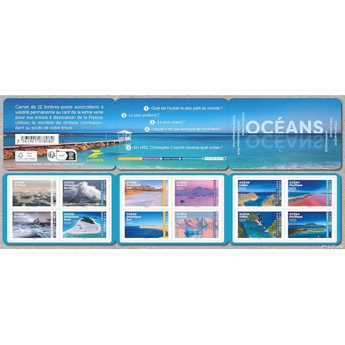 Carnet De Timbres Autocollants "Oceans"