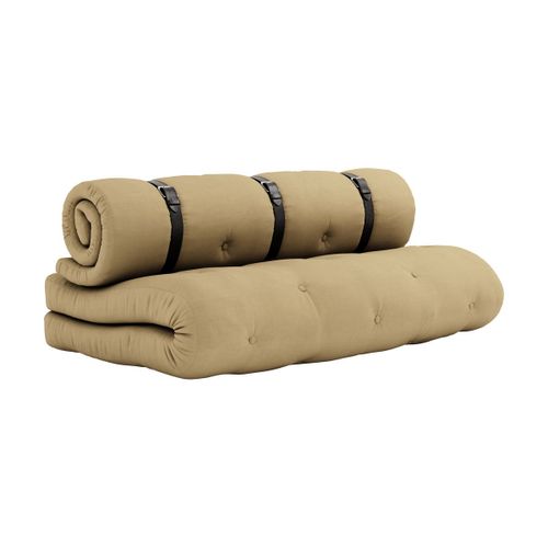 Futon Canapé Convertible En Coton Beige Blé 140x95x60cm Buckle-Up - Karup Design