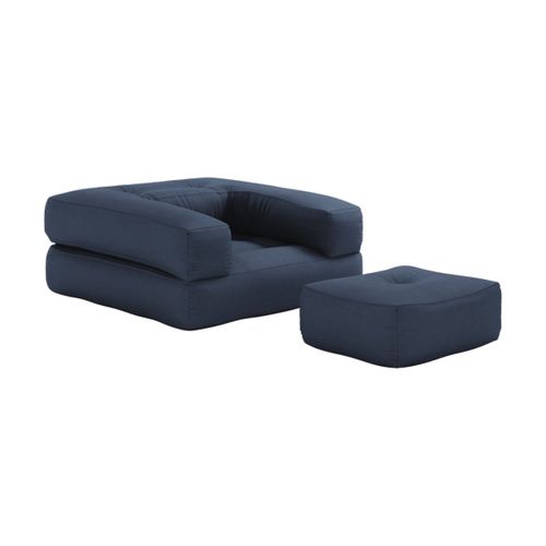 Pouf Fauteuil En Coton Navy 95x90x50cm Cube Chair - Karup Design
