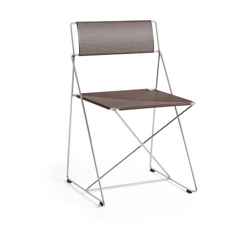 Chaise En Acier Chromé Avec Revêtement En Poudre Rouge Bordeaux 50x45x77cm X-Line - H