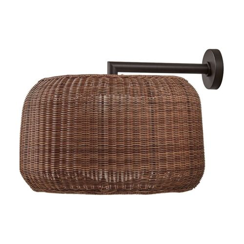 Applique Murale De Jardin Dimmable Triac En Aluminium Graphite Et Rotin Brun 50cm For