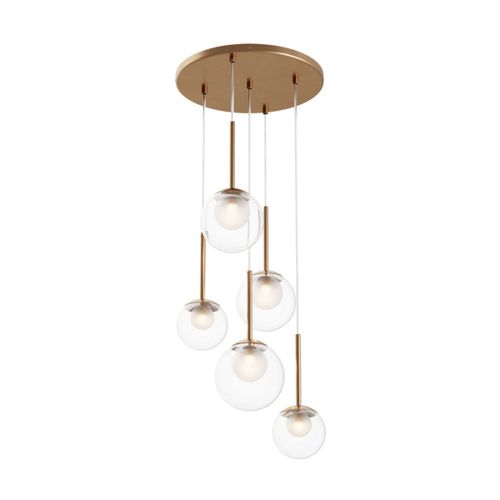 Suspension 5 Globes En Verre Et Métal Doré 58cm Basic Form - Maytoni
