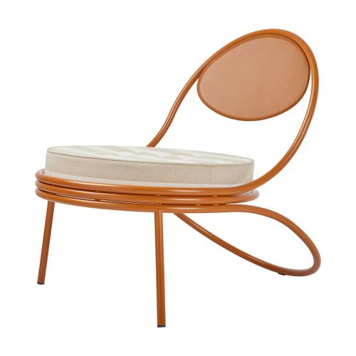 Fauteuil Lounge Orange Et Tissu Rayé Copacabana - Gubi