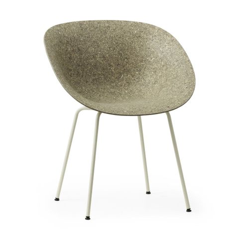 Chaise Avec Accoudoirs Recyclable En Herbes Marines Et Acier Crème Mat - Normann Cope