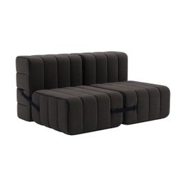 Canapé Modulable 2 Places En Tissu Jet Gris Marron 136x102x68cm Curt - Ambivalenz