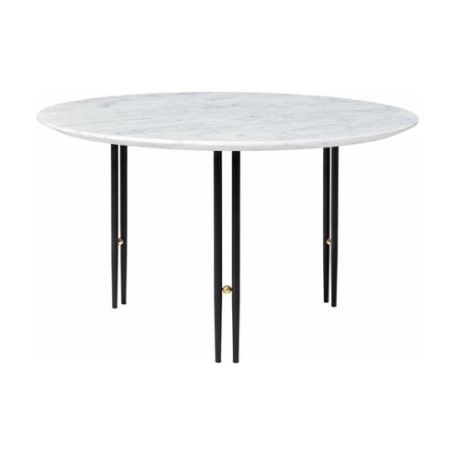 Table Basse Ronde En Marbre Blanc Et Base En Laiton Noire 70 Cm Ioi - Gubi