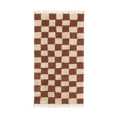 Tapis Lavable En Coton Bio Rouille Et Sable Chaud 150x90 Cm Mara - Ferm Living