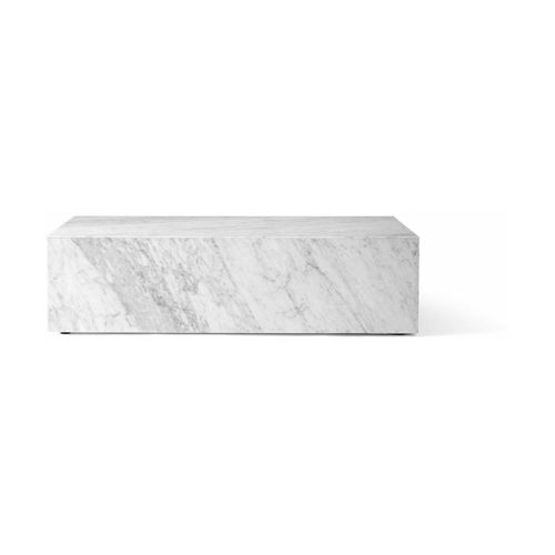 Table Basse Rectangulaire En Marbre Blanc 100 X 60 Cm Plinth Low - Audo