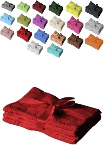 Ensemble De Serviettes De Toilette Avec Noeud-Marque De Coussins De Sièges Et De Chaises Longues De Jardin,Coton,Rouge,Gästehandtuch 4er Set 30 X 50 Cm 