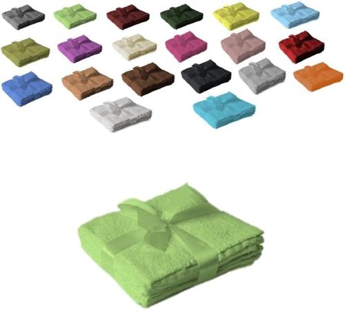 KAL-- Ensemble De Serviettes De Toilette Avec Noeud - Marque De Coussins De Sièges Et De Chaises Longues De Jardin, Tissu, Vert Pomme, Seiftuch 4Er Set 30 X 30 Cm