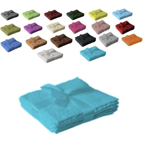 Tianyi-Lot De 4 Serviettes De Toilette Avec N?Ud Turquoise 30 X 30 Cm
