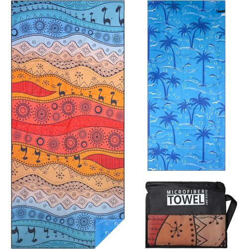 Serviette De Plage Homme Femme Xxl Grande Microfibre Léger Et Doux Anti Sable Séchage Rapide Drap De Plage Avec Sac En Filet 80×180cm Chameau Du Désert 1pc
