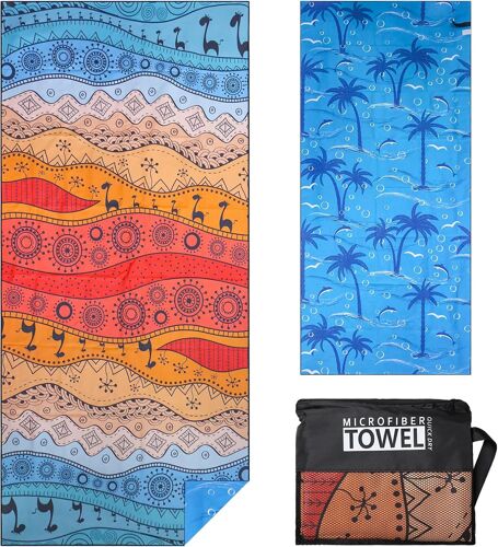 Serviette De Plage Homme Femme Xxl Grande Microfibre Léger Et Doux Anti Sable Séchage Rapide Drap De Plage Avec Sac En Filet 80×180cm Chameau Du Désert 1pc