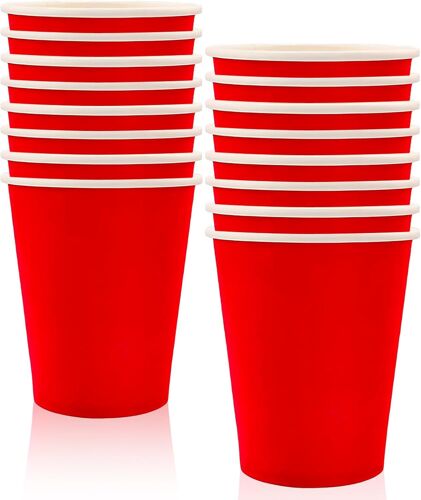 Sjzg-16 Pièces Rouge Gobelets En Papier Pour Fête Anniversaire,Rouge Papier Tasse Pour Décoration Anniversaire Homme Femme