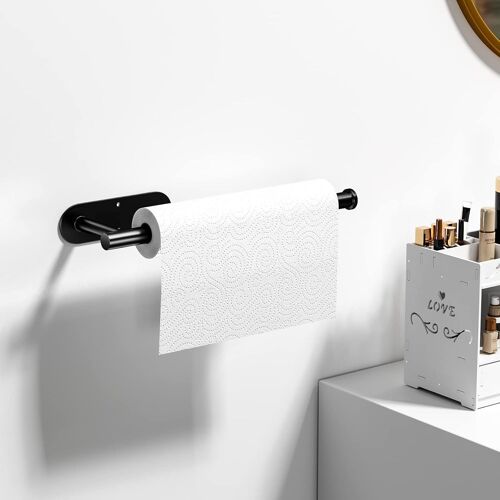 Porte Sopalin, Porte-mouchoirs en Acier Inoxydable, Porte-Serviettes Porte Rouleau Auto-adhésif ou perçable, Porte Papier Toilette Mural, Convient pour Cuisine, Salle de Bain, Chambre(Noir)