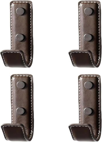 4 Pièces Crochets Muraux en cuir,muraux en cuir pour accrocher,Crochets à Manteaux Patère avec Vis pour Bureau Cuisine Chambre Salle de Bain Cuisine (Coffee)