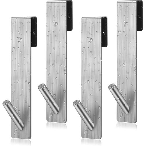4 Pièces Crochets de Porte de Douche,Porte Serviette Sans Perçage,éléments en Acier Inoxydable pour Portes de Douche Sans Cadre