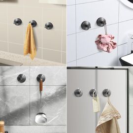 Porte-serviettes Adhésif - Lot De 4, Acier Inoxydable | Pour Cuisine, Salle De Bain, Sans Percer