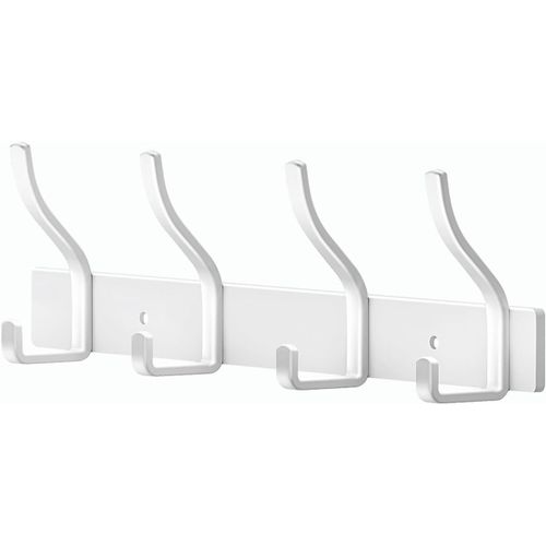 Porte Manteau Murale Porte Manteaux Muraux Patères Porte Manteaux Port Manteau Mural Pour Cuisine, Salle de Bain et Chambre (Blanc, 4 Crochets)