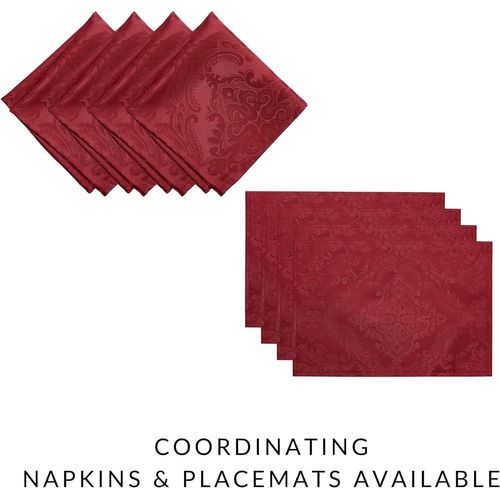 Nappe Damassée, Polyester, Rouge, 177 Cm Ronde