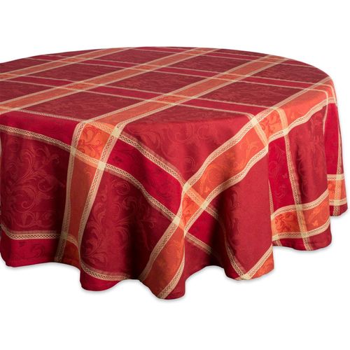 Traditional Harvest Nappe Ronde En Coton Damassé Collection Jacquard Collection Thanksgiving Décoration De Table D'automne 177,8 Cm Orange Brûlé