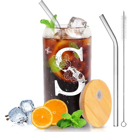 Coffret Cadeau Personnalisé Pour Femme-Verre Avec Initiale Pour Anniversaire,Saint Valentin,Fête Des Mères (S)