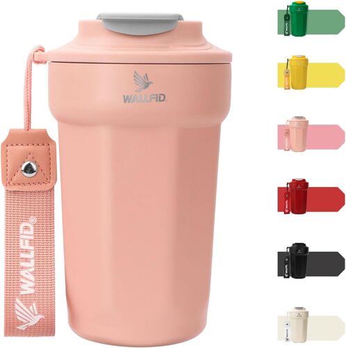 Sjzg-Mug De Voyage 14oz/450ml, Mug À Café Isolé Avec Couvercle Étanche Et Moules À Glace Circulaires, Mug À Café Pour Voiture, Thermos Pour Café Chaud Et Froid, Eau Et Thé (Nébuleuse Rose)