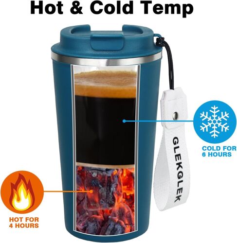 Tzf-Mug Isotherme En Métal 500ml Avec Couvercle Anti-Fuite 2 Pièces Tasse Cafe Isotherme Pour Femme Homme