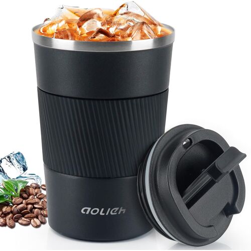 Ershi-Tasse À Café Isotherme De Voyage 380ml - Mug Avec Couvercle Rabattable Pour Café Ou Thé - Double Paroi En Acier Inoxydable ([6