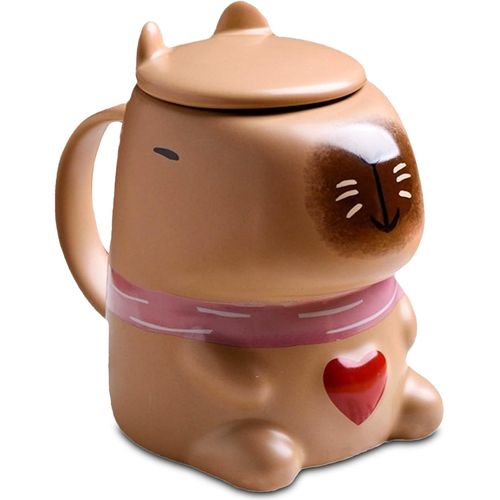Tasse Capybara Marron 3d Avec Couvercle 400 Ml