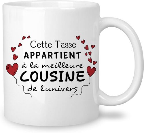 Tasse Mug - Le Meilleure Cousine De L'univers - Cadeaux Pour Cousine Femme Idée Originale Cadeaux D'anniversaire Noël Cousine Souvenir Céramique 350 Ml (Cousine)