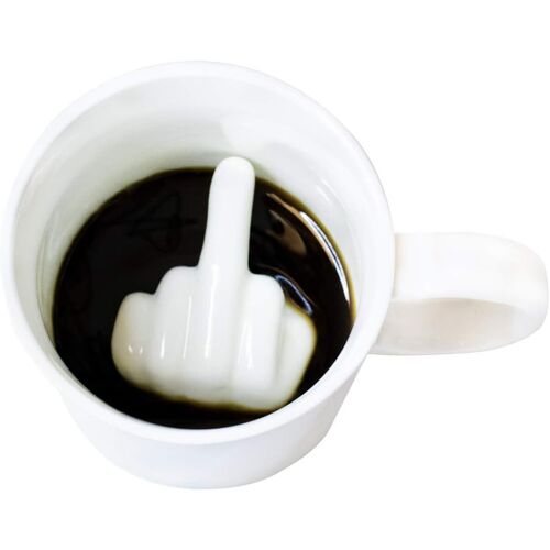 Kalanka-® - Tasse En Céramique Thé/Café Avec Dessins 3d Intérieurs 9 X 8,5 X 9 Cm (Middle Finger) 300 Ml