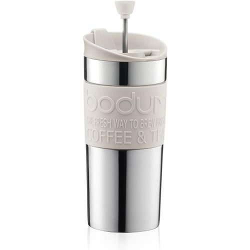 Kyaoayo-- K11067-913 - Travel Press Set - Mug À Piston En Inox + Couvercle Extra - 0,35 L - Blanc Crème