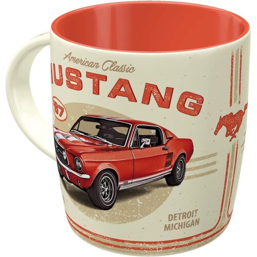 Kalanka-Tasse À Café Rétro, Ford Mustang ¿ Gt 1967 Red ¿ Idée De Cadeau Pour Fans De Voitures, En Céramique, Design Vintage, 330 Ml