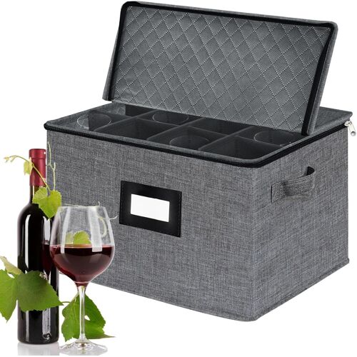 Jexnovashop-Support De Verre À Vin - Boîte De Rangement De Verrerie,Porte Verres Suspendu Contenir Pour 12 Verres À Bordeaux,Champagne,Cocktails Famille,Restaurant(Gris)