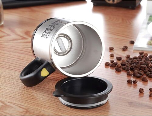 Tasse Magnétique Automatique/Travel Coffee Cup/Auto Magnetic Mug Mélange Électrique D'acier Inoxydable D'agitation De Tasse Pour Le Matin, Bureau Hommes Et Femmes, Ms-A004m Black
