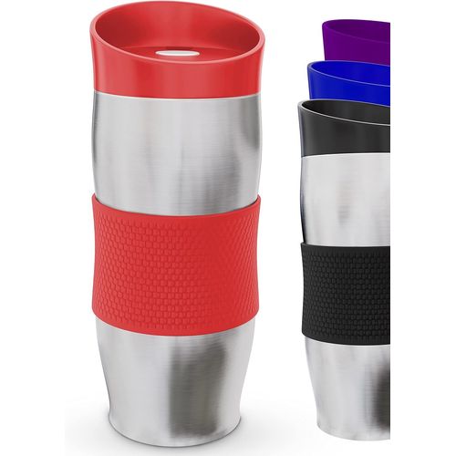 TZF-Thermos Café - 400ml - Hermétique - Tient Chaud Longtemps - Mug Isotherme Idéal á Transporter - Lave-vaisselle - Rouge