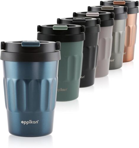 Sjzg-Eppicafé Mug Isotherme En Acier Inoxydable 400 Ml - Tasse Thermique Étanche Avec Poignée Pliante, Gobelet De Voyage Sans Bpa (Electric Blue)