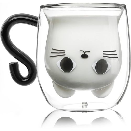Tasse Chat Verre Double Paroi 250 Ml ¿ Cadeau Mignon