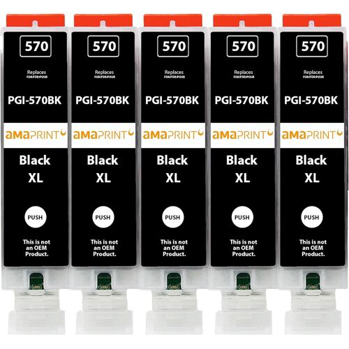 5 XL Cartouches Compatible avec Canon PGI 570 PGBK Noir pour Pixma MG5700 MG5750 MG5751 MG6800 MG6850 MG7750 TS5000 TS5050 TS5055 TS6050 TS8050 TS9050 TS9055